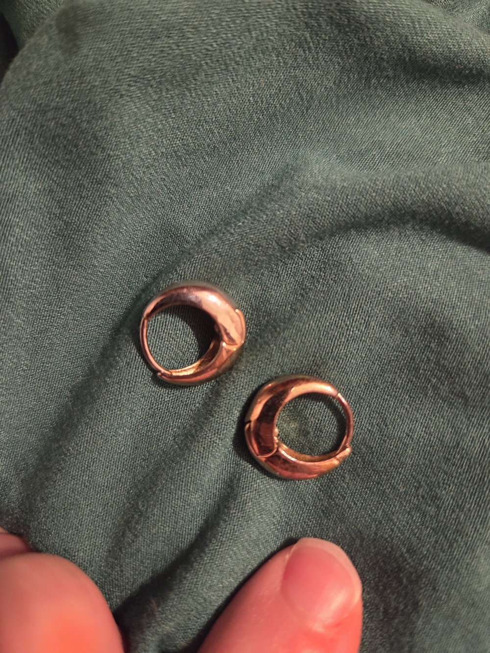 Gold Tone Chunky Huggie Hoop Earrings